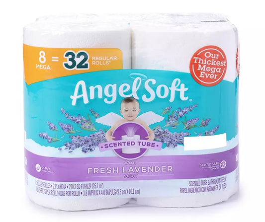 Angel Soft Toilet Paper with Fresh Lavender Scent- 8=32 Rolls-FREE SHIPPING