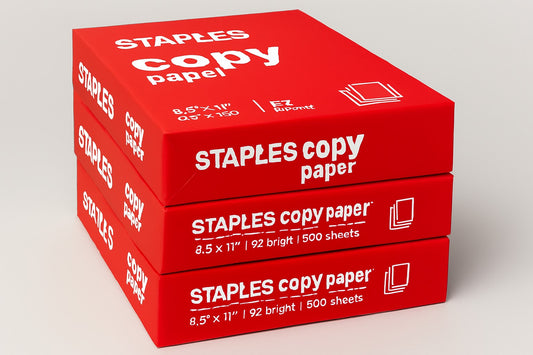 Staples 8.5" x 11" Copy Paper, 20 lbs., 92 Brightness, 500 Sheets/Ream, 3 Reams/Carton